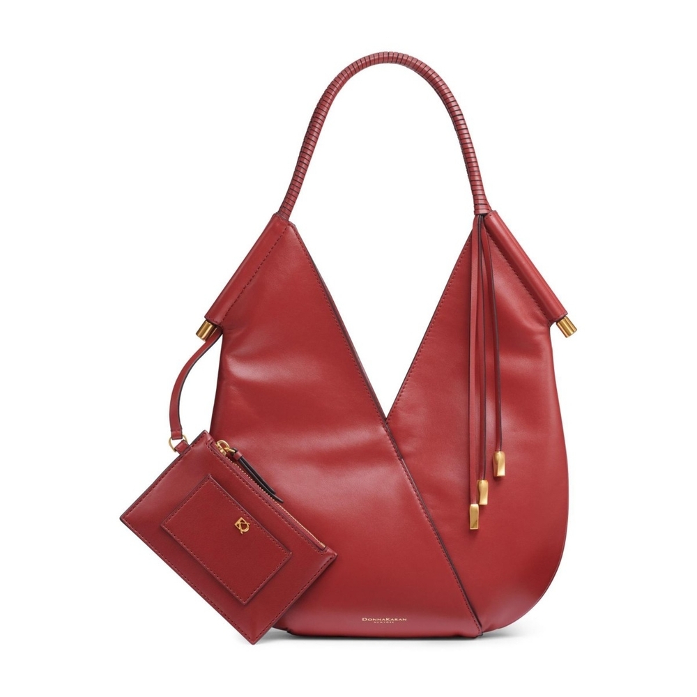 Donna Karan Baldwin Small Shoulder with Leather Wrapped Rounded Handle - Claret